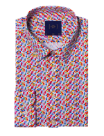 Multi Color Block Print With Silky Finish Slim Fit Shirt