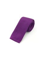 Solid Bright Purple Knitted Necktie - 图片 2