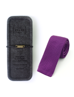 Solid Bright Purple Knitted Necktie - 图片 3