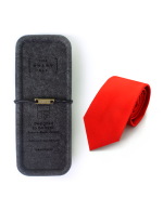 Solid Poppy Red Woven Necktie - 图片 3