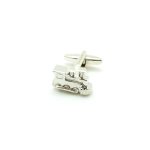 Silver Steam Locomotive Train Cufflink