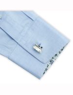 Silver Steam Locomotive Train Cufflink - 图片 2