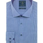 Navy Micro Check Tailored Fit Shirt