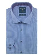 Navy Micro Check Tailored Fit Shirt