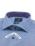 Navy Micro Check Tailored Fit Shirt - 图片 2