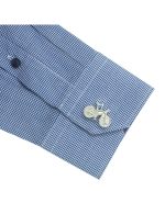 Navy Micro Check Tailored Fit Shirt - 图片 3