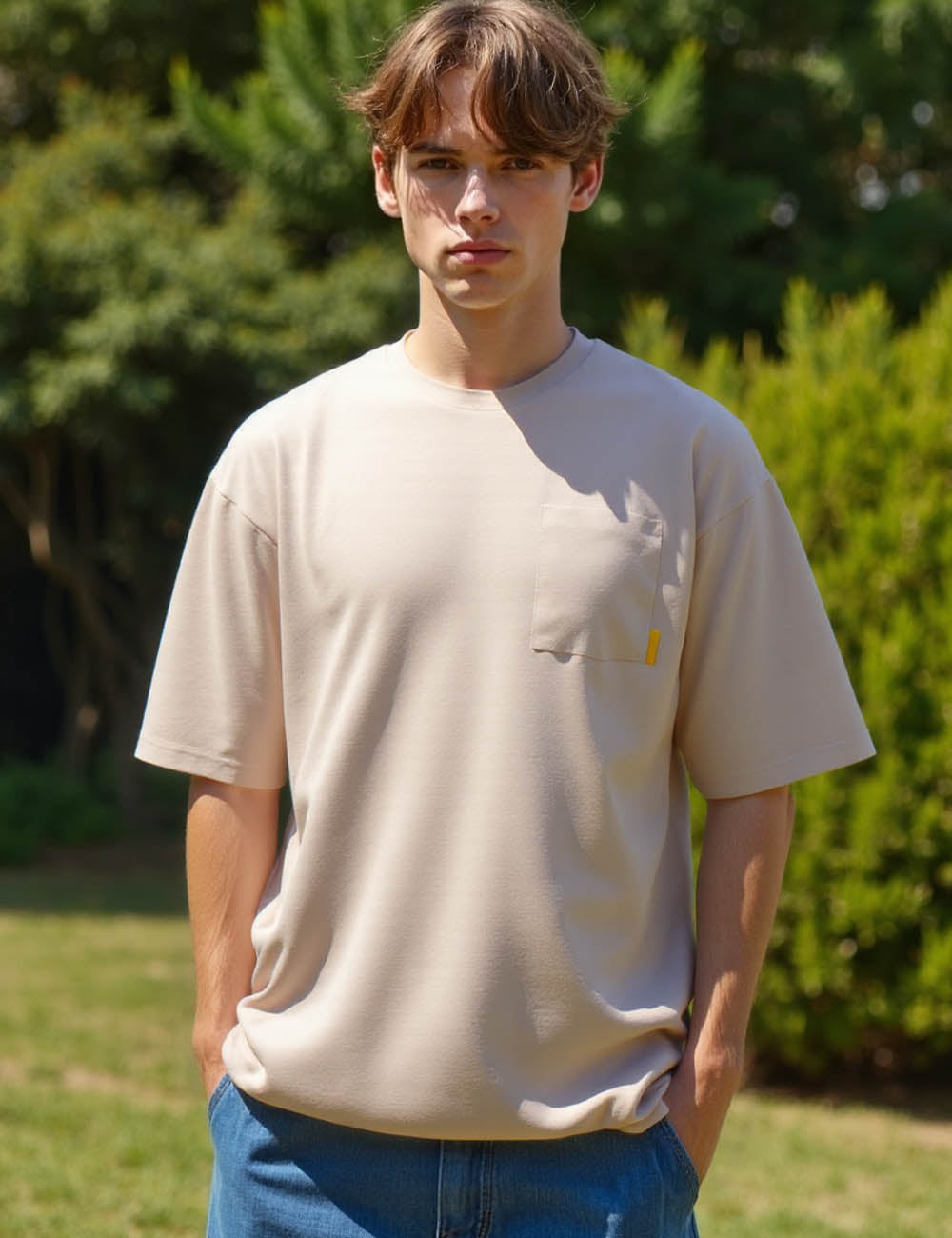 TS6B10T.13-1 Tencel Oversized Pocket T-Shirt - 图片 1