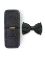 Solid Jet Black Woven Bowtie - 图片 3