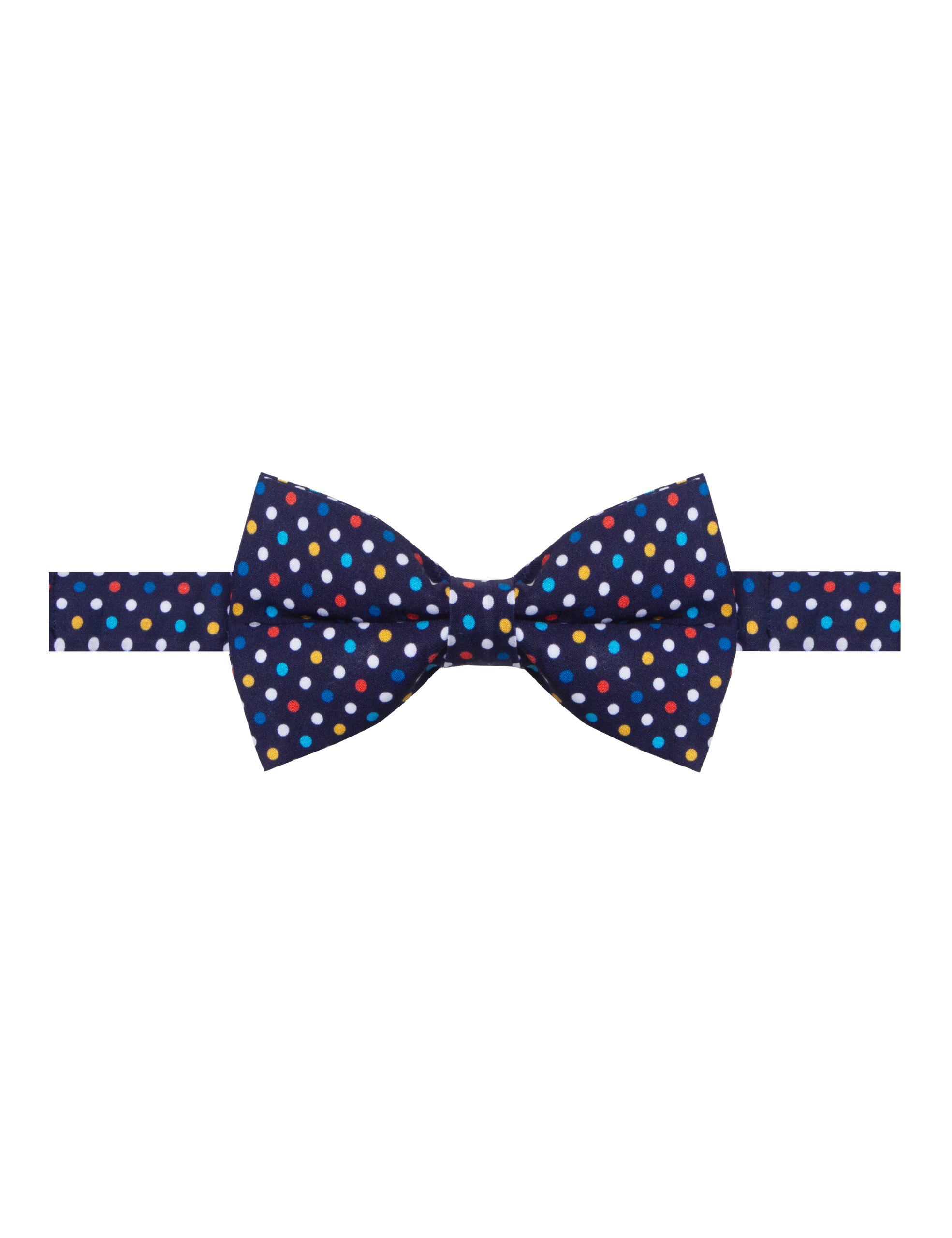 WBT6.13_1 Multi Colour Polka Dot Navy Blue Print Woven Bowtie - 图片 1