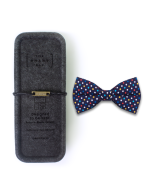 Multi Colour Polka Dot Navy Blue Print Woven Bowtie - 图片 3