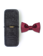 Solid Wine and Navy Blue Reversible Woven Self-Tie Bowtie - 图片 3