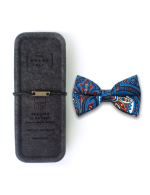 Navy Blue with Red and White Paisley Print Woven Bowtie - 图片 3